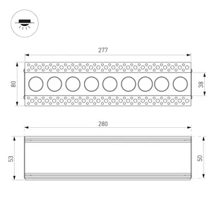 Светильник MS-ORIENT-BUILT-TRIMLESS-TC-S38x277-20W Warm3000 (WH-BK, 30 deg, 230V) (Arlight, IP20 Металл, 5 лет)