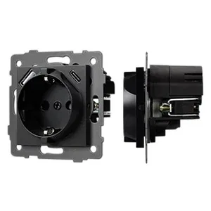 Механизм розетки с USB зарядкой SCT-MUAC-PL-BK-V (250V, 16A) (Arlight, -)