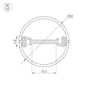 Профиль ROUND-D30-DUAL-2000 ANOD (Arlight, Алюминий)