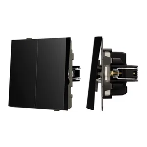 Механизм выключателя двухклавишный непроходной SWT-TENDO-MK02-PL-BK (230V, 10A) (Arlight, Черный)
