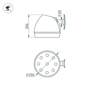 Светильник OXOR-OZLUM-250x206-10W Day4000 (BK, 60 deg, 230V) IP65 (Arlight, -)