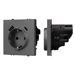 Механизм розетки с USB зарядкой SCT-NOBE-MUAC-SFPL-GR (230V, 16A) (Arlight, Серый базальт)