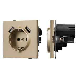 Механизм розетки с USB зарядкой SCT-TENDO-MUAA-SFPL-GD (230V, 16A) (Arlight, Матовый песочный)