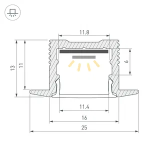 Профиль SL-SLIM-H13M-F25-2000 ANOD (Arlight, Алюминий)