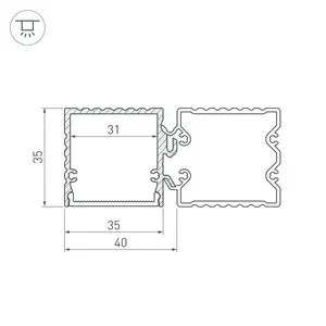Профиль с экраном ALU-BASE-PW35S-2000 ANOD+FROST AG (Arlight, Алюминий)