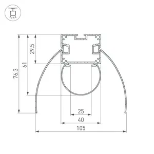Профиль ARH-POWER-W154-COMFORT-2000 ANOD (Arlight, Алюминий)