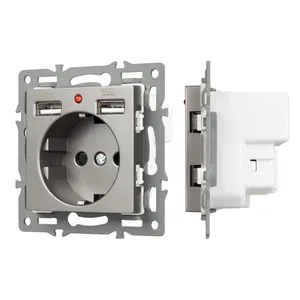 Механизм розетки с USB зарядкой SCT-MUAA-PL-GR (250V, 16A) (Arlight, -)