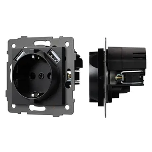 Механизм розетки с USB зарядкой SCT-MUAA-PL-BK-V (250V, 16A) (Arlight, -)