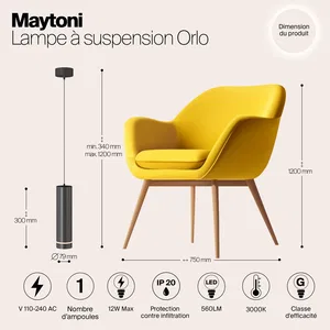 Подвесной светильник Maytoni P085PL-12W3K-B