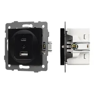 Механизм USB розетки SCT-MUAC-PL-BK-V (5V, 3A, QC4) (Arlight, -)