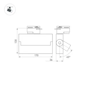 Светильник LGD-LOFT-TRACK-2TR-S170-10W Warm3000 (BK, 24 deg, 230V) (Arlight, IP20 Металл, 3 года)