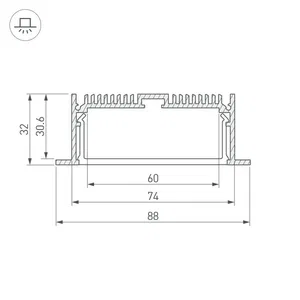 Профиль с экраном SL-LINIA88-F-2500 ANOD+OPAL (Arlight, Алюминий)