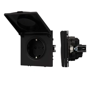 Механизм розетки влагозащищённый SCT-NOBE-MCP-SFPL-BK (230V, 16A) (Arlight, Черный оникс)