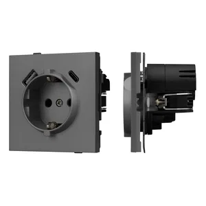 Механизм розетки с USB зарядкой SCT-TENDO-MUAC-SFPL-GR (230V, 16A) (Arlight, Матовый графитовый)