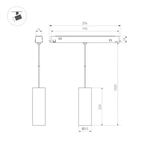 Светильник MAG-ORIENT-SPOT-HANG-R45-12W Warm3000 (BK, 24 deg, 48V) (Arlight, IP20 Металл, 5 лет)