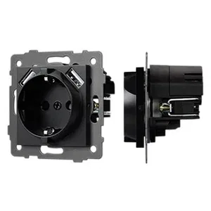 Механизм розетки с USB зарядкой SCT-MUAA-PL-BK-V (250V, 16A) (Arlight, -)