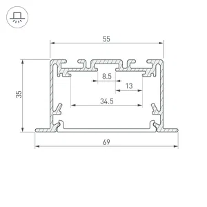 Профиль S2-LINIA69-F-2500 SEAMLESS ANOD (Arlight, Алюминий)