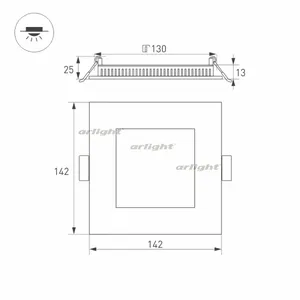 Светильник DL-142x142M-13W Warm White (Arlight, IP40 Металл, 3 года)