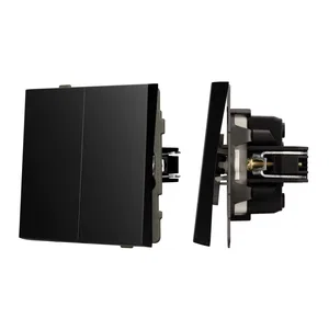 Механизм выключателя двухклавишный проходной SWT-TENDO-MKP2-PL-BK (230V, 10A) (Arlight, Черный)