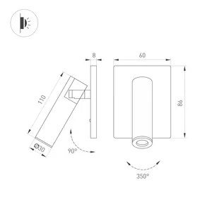 Светильник SP-READER-S60x86-3W Warm2700 (BK, 20 deg, 230V) (Arlight, IP20 Металл, 3 года)