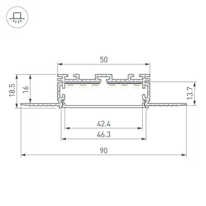 Профиль KLUS-POWER-W50H16-F-HIDE-2000 (Arlight, Алюминий)