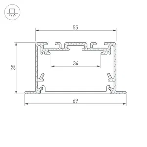 Профиль S2-LINIA69-F-2500 SEAMLESS ANOD (Arlight, Алюминий)
