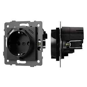 Механизм розетки с USB зарядкой SCT-MUAC-PL-BK-V (250V, 16A) (Arlight, -)