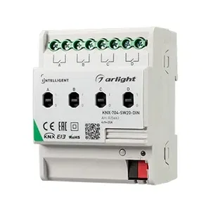 INTELLIGENT ARLIGHT Релейный модуль KNX-704-SW20-DIN (BUS, 4x20A) (Arlight, -)
