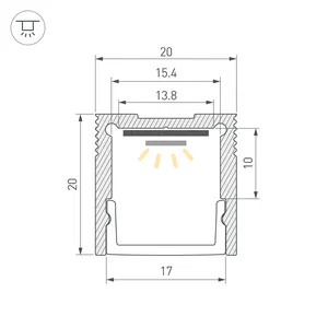 Профиль SL-SLIM20-H20-2000 ANOD (Arlight, Алюминий)