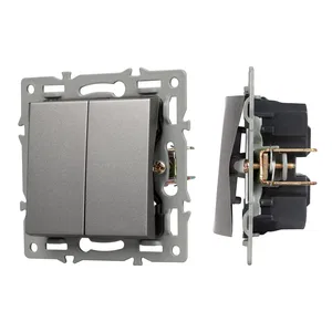 Механизм выключателя двухклавишный проходной SWT-MKP2-PL-GR (250V, 16A) (Arlight, -)