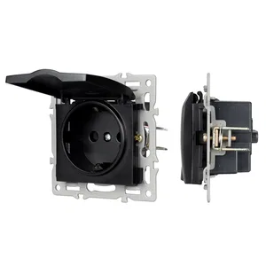 Механизм розетки влагозащищённый SCT-MCP-PL-BK (250V, 16A) (Arlight, -)