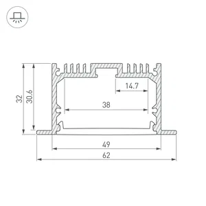 Профиль с экраном SL-LINIA62-F-2500 ANOD+OPAL (Arlight, Алюминий)