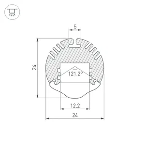 Профиль с экраном ALU-ROUND-2000 ANOD+LEN30 (Arlight, Алюминий)