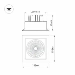 Светильник CL-KARDAN-S152x152-25W Warm3000 (BK-BK, 30 deg) (Arlight, IP20 Металл, 3 года)