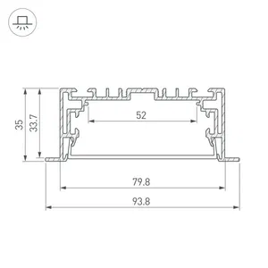 Профиль с экраном S2-LINIA94-F-2500 ANOD+OPAL (Arlight, Алюминий)