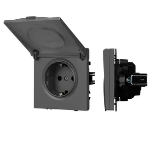 Механизм розетки влагозащищённый SCT-NOBE-MCP-SFPL-GR (230V, 16A) (Arlight, Серый базальт)