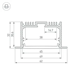 Профиль с экраном SL-LINIA62-F-2500 WHITE+OPAL (Arlight, Алюминий)