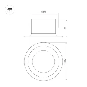 Светильник MS-DROP-BUILT-R137-24W Day4000 (WH, 90 deg, 230V) (Arlight, IP54 Металл, 5 лет)