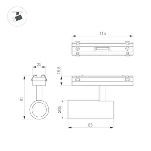 Светильник MAG-VIBE-SPOT-R35-8W Warm3000 (BK, 24 deg, 48V) (Arlight, IP20 Металл, 5 лет)