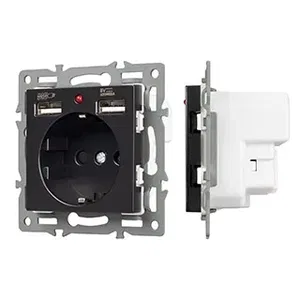 Механизм розетки с USB зарядкой SCT-MUAA-PL-BK (250V, 16A) (Arlight, -)
