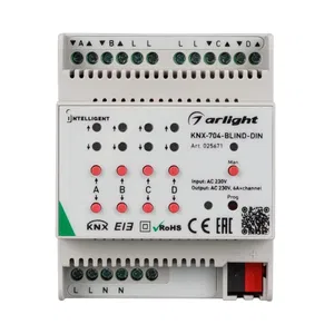 INTELLIGENT ARLIGHT Контроллер штор KNX-704-BLIND-DIN (230V, 4x6A) (IARL, Пластик)