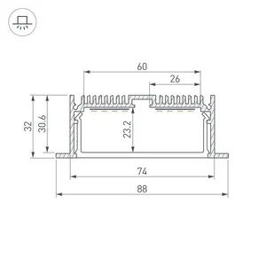Профиль с экраном SL-LINIA88-F-2500 WHITE+OPAL (Arlight, Алюминий)