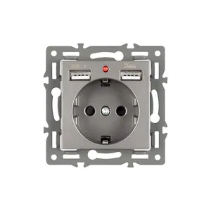Механизм розетки с USB зарядкой SCT-MUAA-PL-GR (250V, 16A) (Arlight, -)