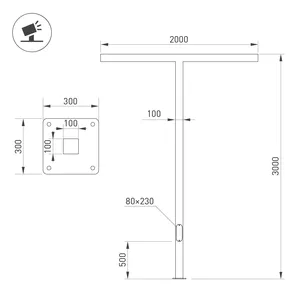 Опора-светильник OXOR-STER-T-2000x100x100-L3000-100W Warm3000 (BK, 230V) IP65 (Arlight, -)