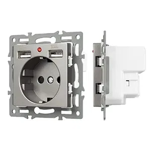 Механизм розетки с USB зарядкой SCT-MUAA-PL-GR (250V, 16A) (Arlight, -)