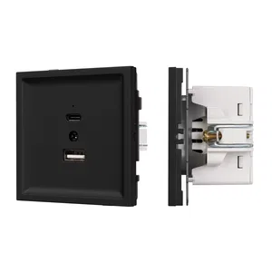 Механизм USB розетки SCT-TENDO-MUAC-SFPL-BK (5V, 3A, QC3) (Arlight, Матовый черный)