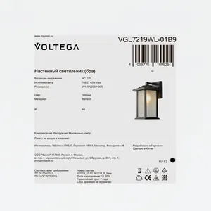 Уличный настенный светильник Voltega VGL7219WL-01B9