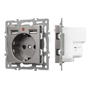 Механизм розетки с USB зарядкой SCT-MUAA-PL-GR (250V, 16A) (Arlight, -)