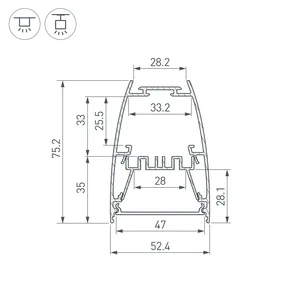 Профиль LINE-5075-U-HONEYCOMB-2000 BLACK (Arlight, Алюминий)