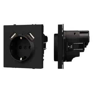 Механизм розетки с USB зарядкой SCT-NOBE-MUAA-SFPL-BK (230V, 16A) (Arlight, Черный оникс)